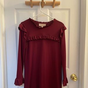 Burgundy Long Sleeve Knee Length Philosophy Dress